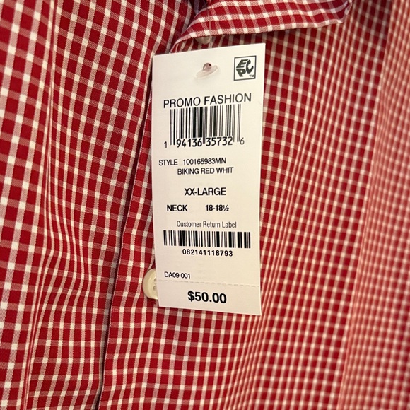 Club Room Red Maroon Gingham Dress Shirt - Picture 4 of 11